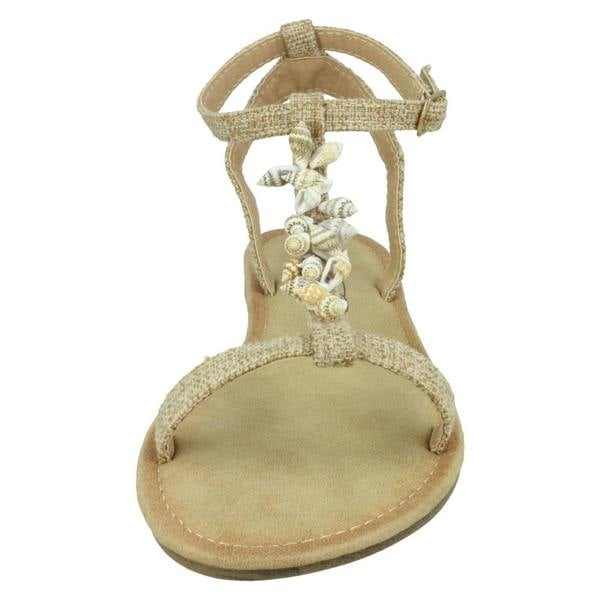 Spot On Ladies Spot On Shell T-Bar Sandals F00360