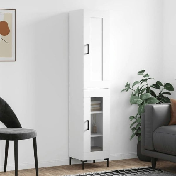 Berkfield Highboard White 34.5x34x180 cm Engineered Wood