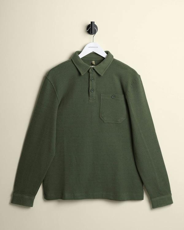 Larsson & Co Aarhus - Textured Long Sleeve Polo Shirt