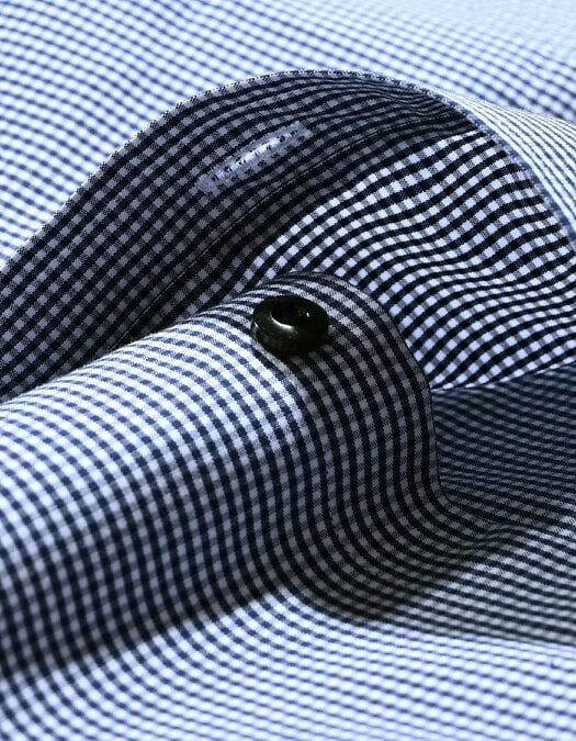 Men's Navy Checkered Dress Shirt
