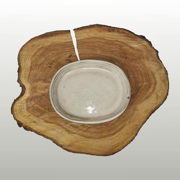 16cm Glazed Drip Tray | Oval | White - Yorkshire Bonsai standardised image 20260606-152907