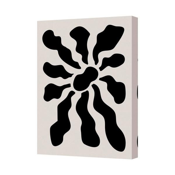 Benjamin Tate Design Abstract Black Flower Canvas Art Print With Deep Frame UK Made