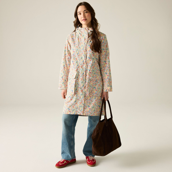 Regatta Womens/Ladies Cath Kidston Ditsy Floral Long Length Waterproof Jacket - Cream Harmony