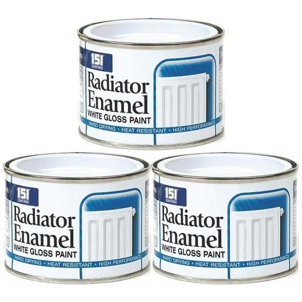 151 3X Radiator Enamel White Paint Tin 180ml
