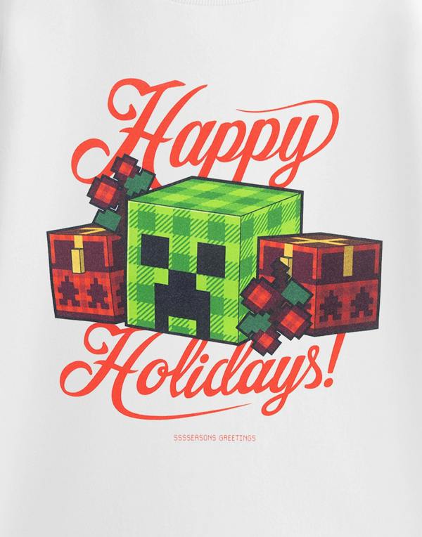 Vanilla Underground Minecraft Boys White Happy Holidays Short Sleeved T-Shirt