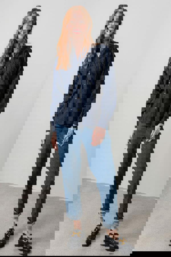 Lily & Me Wayfaring Textured Jacquard Blouse Navy