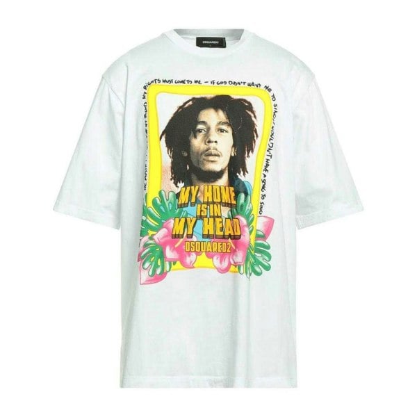 DSquared2 Unisex Adult My Home Is In My Head Bob Marley T-Shirt - White