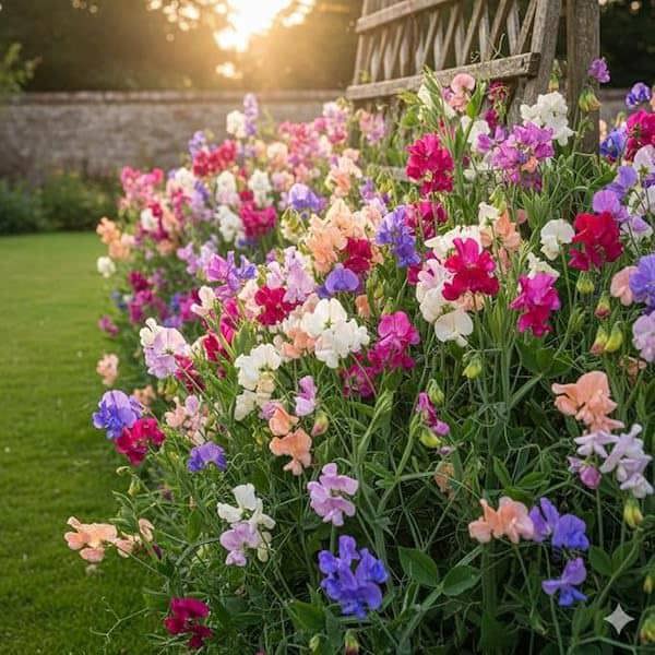 Lathyrus odoratus Colorama mixed sweet pea seeds – tall climbing fragrant flowers in mixed soft colours for trellis, bouquets and pollinator gardens
