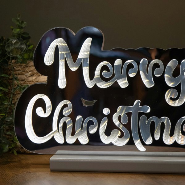 Samuel Alexander 32cm Light up Merry Christmas Infinity Decoration with White LEDs