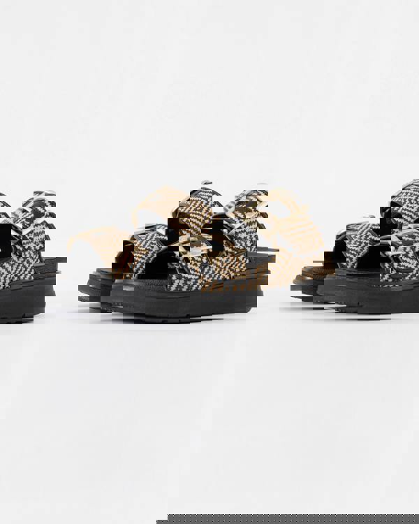 FitFlop Womens GEN-FF Buckle Graphic-Weave Two-Bar Slides - Black 001