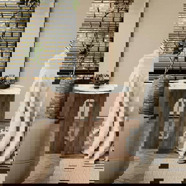 Caravaggio Round Side Table, Marble-Weilai Concept