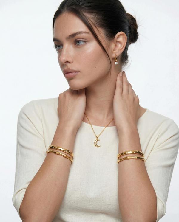 Elk & Bloom 14k Gold Band Bamboo Stackable Bangle