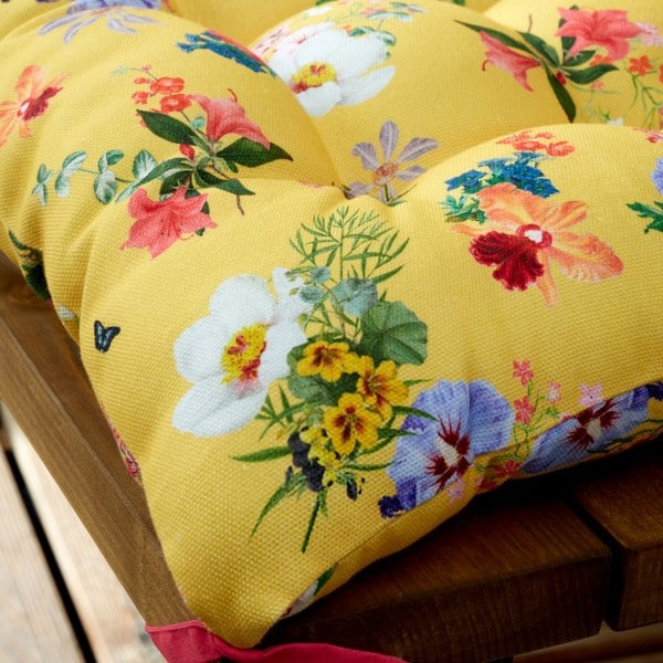 RHS Exotic Garden Shower Proof Outdoor Cotton 3 Seater Bench Cushion