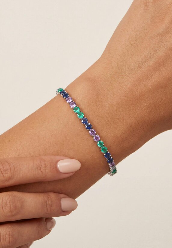Latelita Kaleidoscope Gemstone Tennis Bracelet Silver