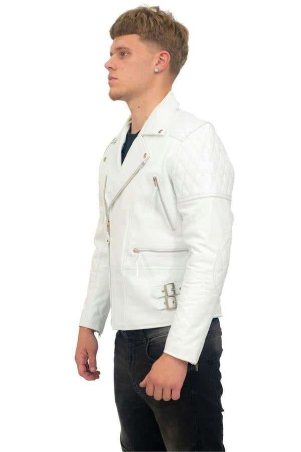 Infinity Leather Mens Cowhide Leather Biker Jacket-Nassau