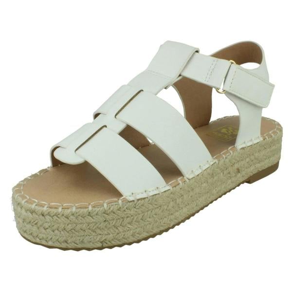 Down to Earth Ladies Down to Earth Gladiator Platform Espadrille with Ankle Strap F12084