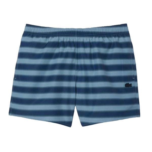 Lacoste Mens Striped Swimming Trunks - Blue - 