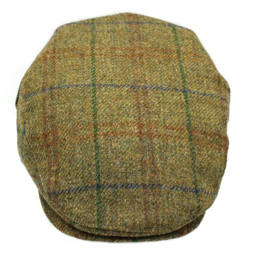 Heather Hats & Accessories British Tweed Wool Flat Cap, Satin Lining, Outdoor Wear, Barleyfield Olive