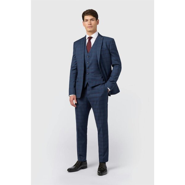 Ted baker Slim Fit Navy Caramel Check Jacket