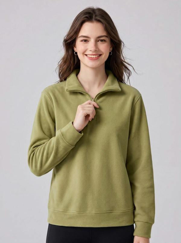 Anniou Women's Fleece Pullover Sweatshirt - Light Green