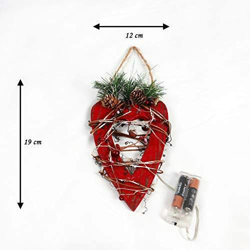 30cm Red Heart Wooden LED Tree Tabletop Centrepiece Christmas Holiday Home decoration with 20 Warm white LEDs image 8
