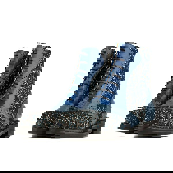 Embassy London Brick Lane Boots - Blue - Women's leather oxford higher ankle boot with brogue detail