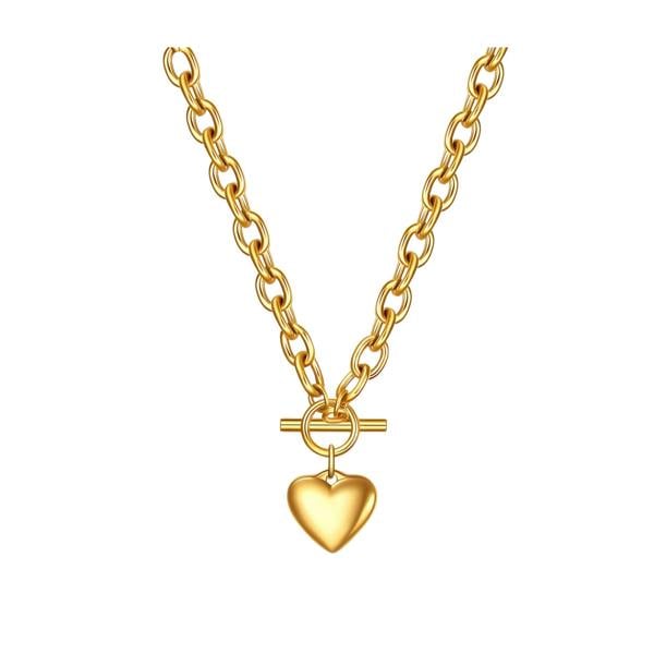 Serafina Lottie Necklace - 18K Gold Plated Stainless Steel Heart Toggle Necklace