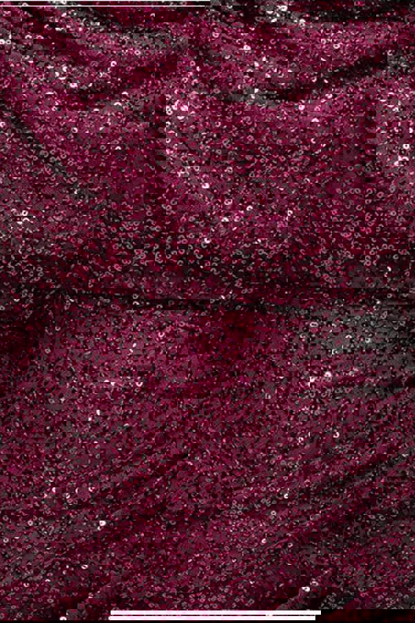 Cap Sleeve Iridescent Sequin Cowl Maxi Dress - Burgundy Red DR4633