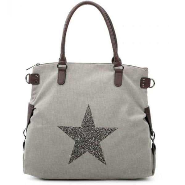 Love EMVY Staremvy XL Canvas Glitter Star Tote / Shoulder Bag