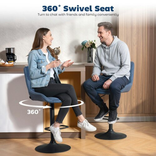 Wyld Haus Sekamo Set Of 2 Dark Blue Faux Leather Retro Bar Chairs