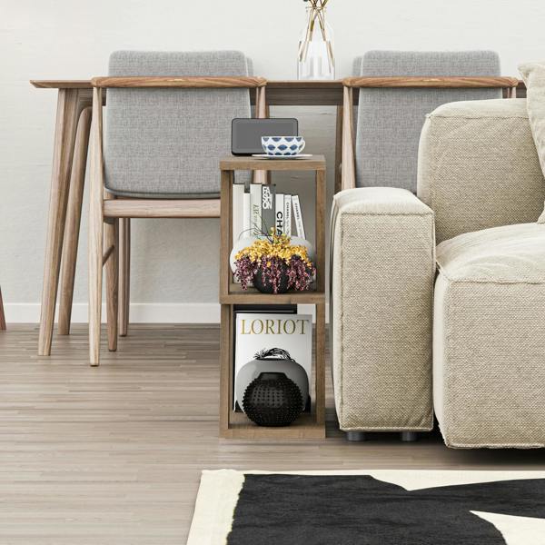 Decortie Lazena Modern 3-Tier Side Table, Slim Particleboard End Table H55.4cm
