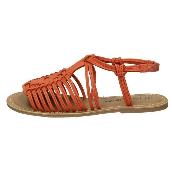 Leather Collection Ladies Leather Collection Flat Strappy Sandals F00159