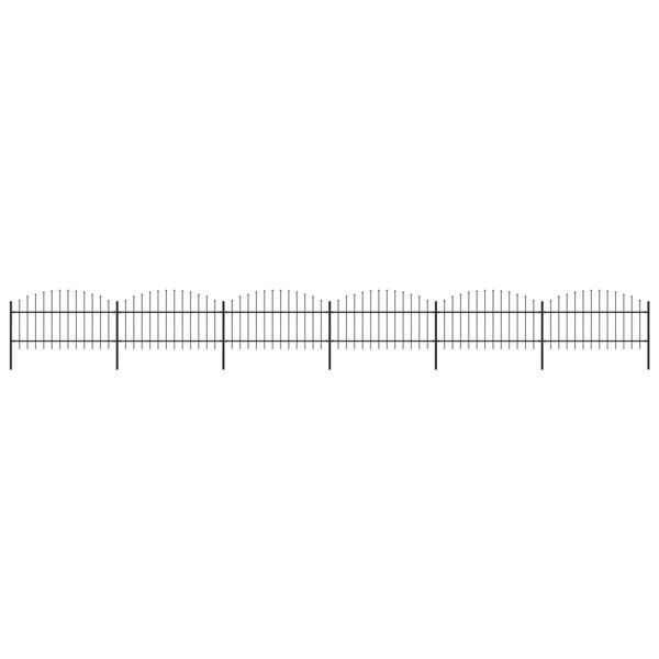 Berkfield Garden Fence with Spear Top Steel (1-1.25)x10.2 m Black