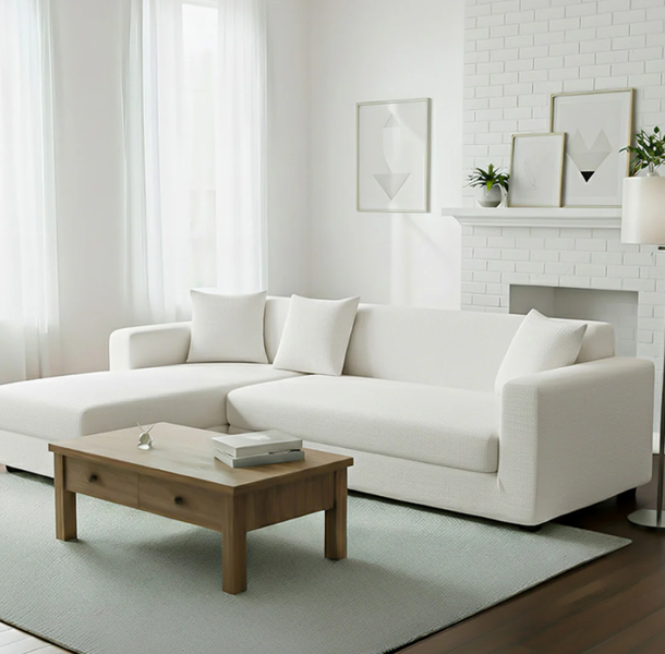 Anyseat 4 Seater Sofa Cover Plain White Style and Protection For Living Room Sofa Chair Elastic Stretchable Slipcover