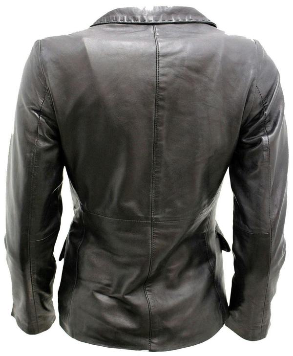 Womens 2 Button Leather Blazer Jacket-Newport - Upperclass Fashions 