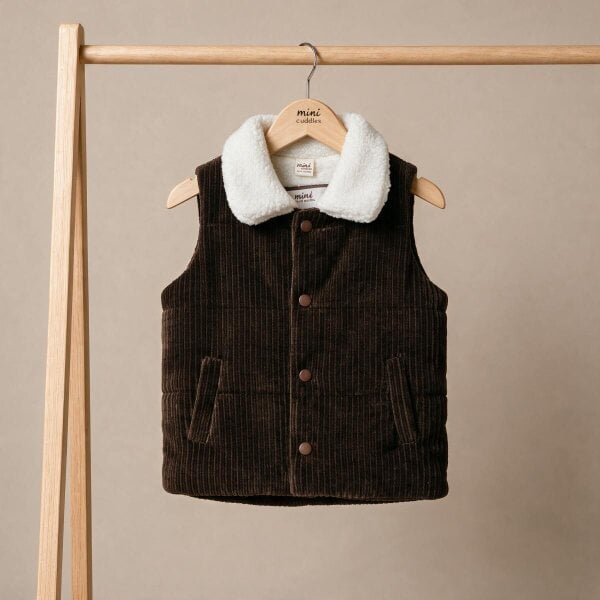 Mini Cuddles Colourblock Gillet (Brown & White)