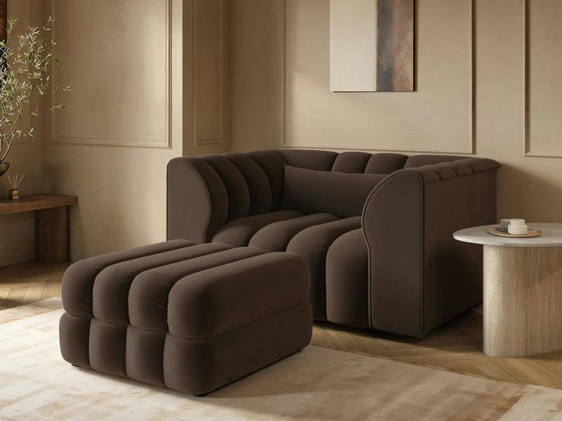Halle Loveseat with Footstool - Brown