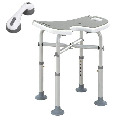 Bobobiy 39-51.5cm 'U' Seat Padded Shower Stool - Grey