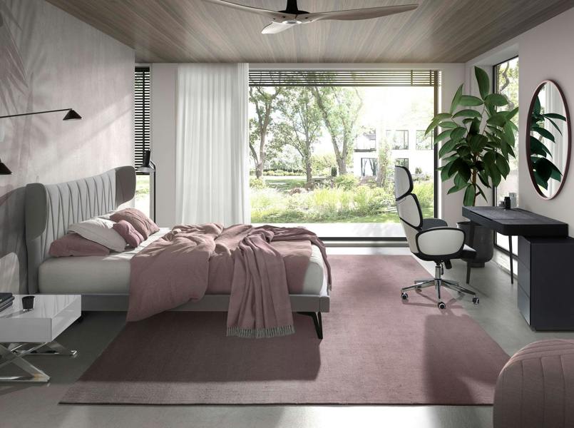 Angel Cerdá Office swivel chair light grey fabric and glossy white pvc 4142