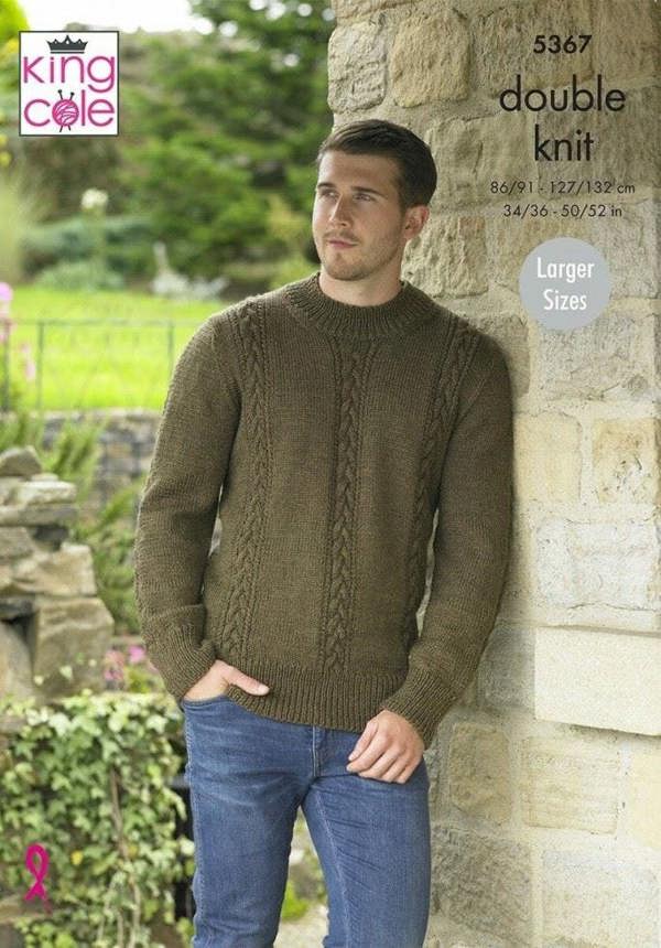 King Cole Majestic DK Knitting Pattern 5367, Sweaters, Slipovers for Men, 34 - 52 Inches