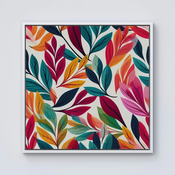 Warren Reed Bright Leaves Pattern Framed Canvas