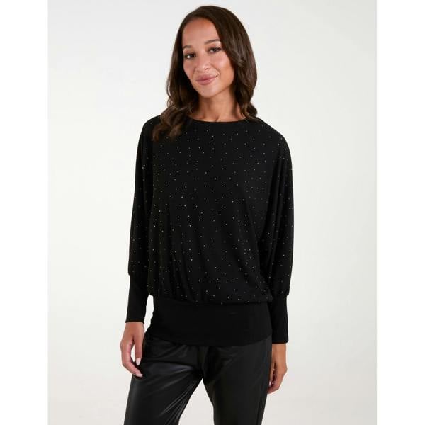 Blue Vanilla Batwing Top With Diamantes