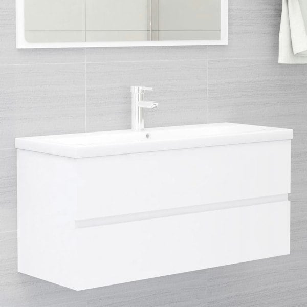 Berkfield Sink Cabinet with Built-in Basin White Engineered Wood