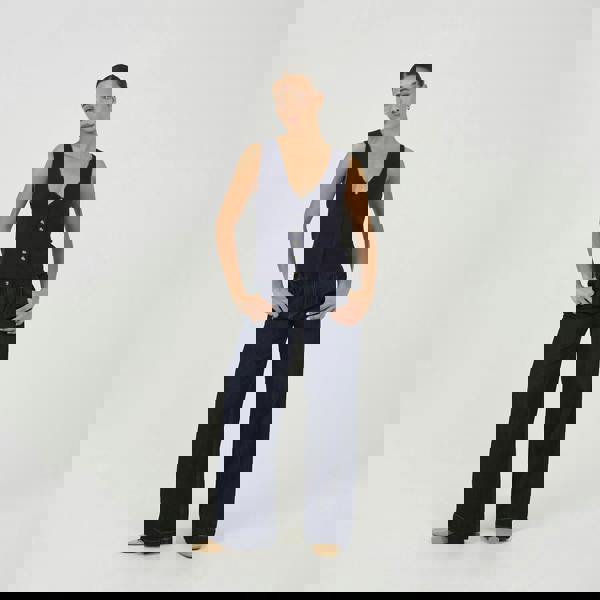 Brave Soul Navy Mossy Yarn V-Neck Knitted Waistcoat - Navy Image 3