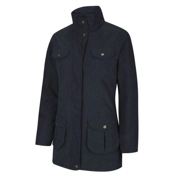 Hoggs of Fife Ladies Struther Field Coat in navy shown from the side with shaped fit