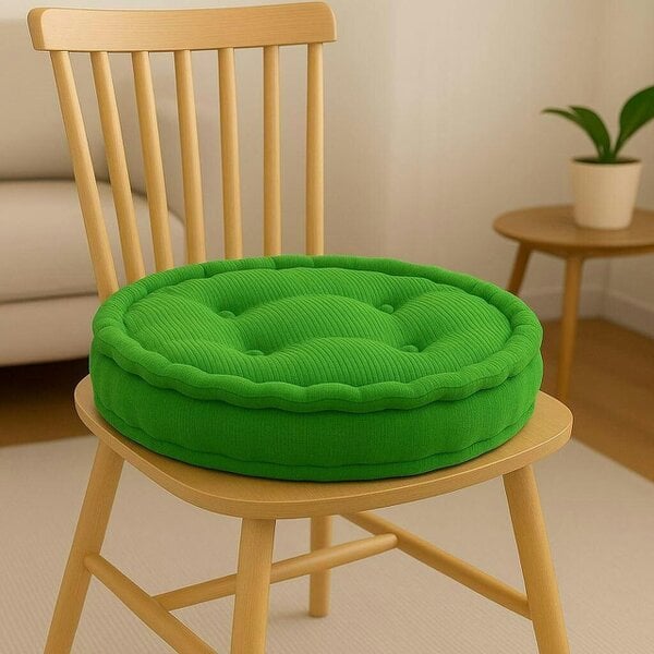 Night Zone Round Fleece Booster Seat Pad 10cm Thick – Soft Chair Cushion for Extra Height - Green