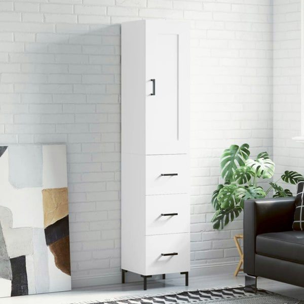 Berkfield Highboard White 34.5x34x180 cm Engineered Wood
