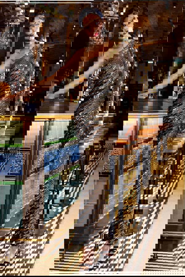 One Sleeve Diagonal Sequin Maxi - Gold DR4008