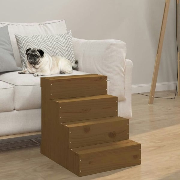 Berkfield Pet Stair Honey Brown 40x49x47 cm Solid Wood Pine