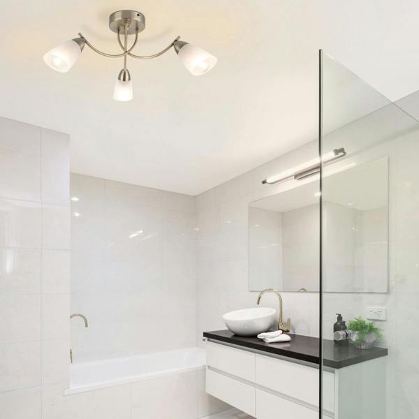 COSYLYTE Hallie Bathroom 3 Light Glass Ceiling Light